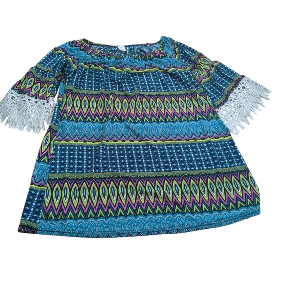 Win Win Turquoise, Yellow, Pink Women's 1/2 sleeve tunic - LG-XL - Picture 3 of 8